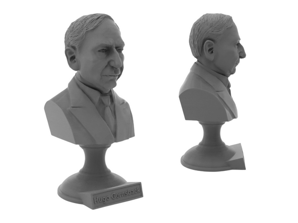 Hugo Gernsback American Writer Sculpture Bust on Pedestal