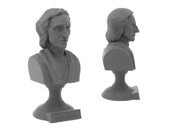 John Locke English Philosopher and Physician Sculpture Bust on Pedestal