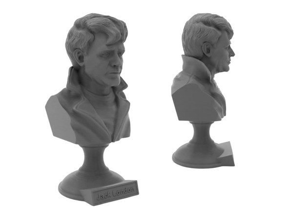 Jack London American Novelist Sculpture Bust on Pedestal