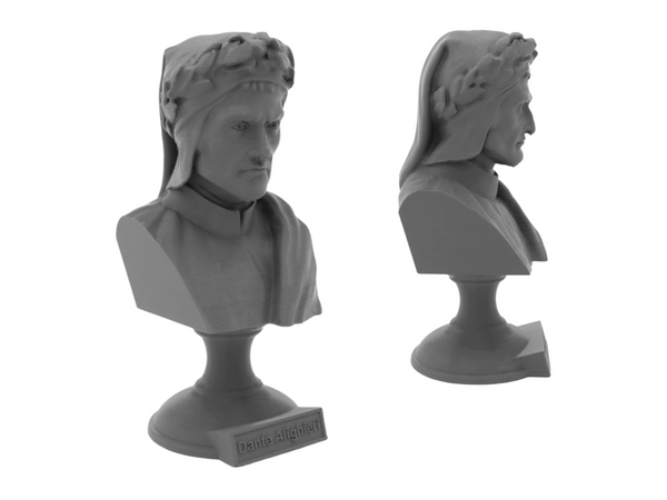 Dante Alighieri Italian Poet, Writer, and Philosopher Sculpture Bust on Pedestal