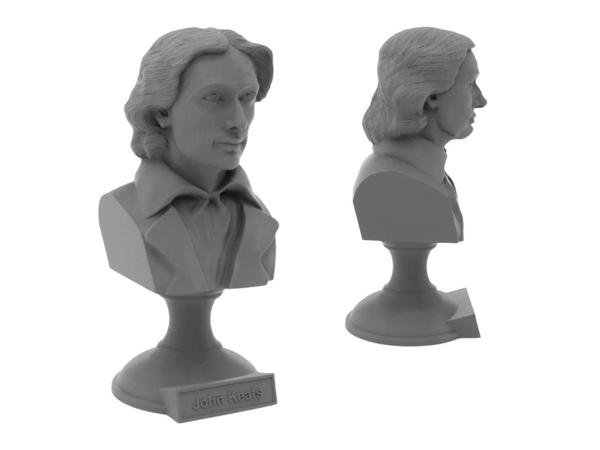 John Keats English Romantic Poet Sculpture Bust on Pedestal