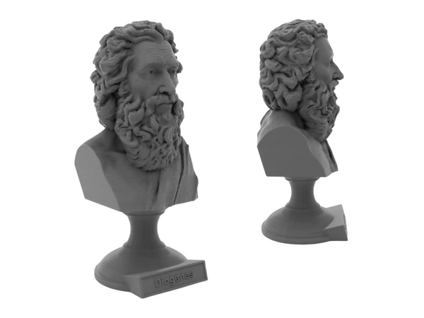 Diogenes the Cynic Greek Philosopher Sculpture Bust on Pedestal