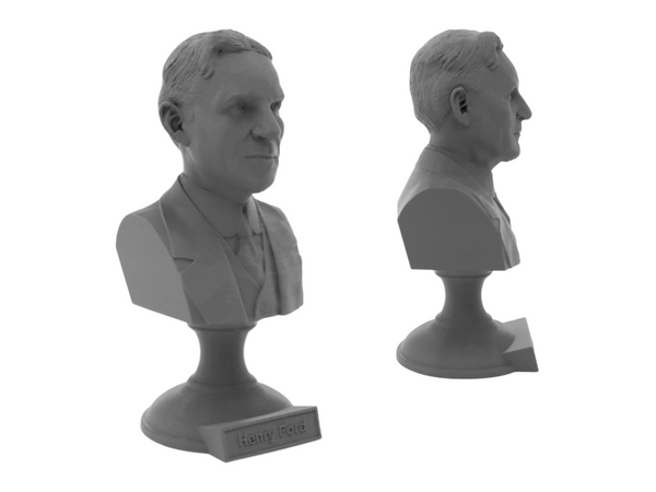 Henry Ford Famous American Industrialist and Business Magnate Sculpture Bust on Pedestal