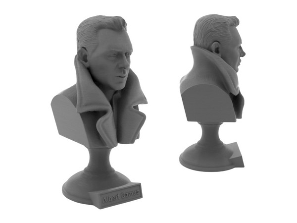 Albert Camus French Philosopher Sculpture Bust on Pedestal
