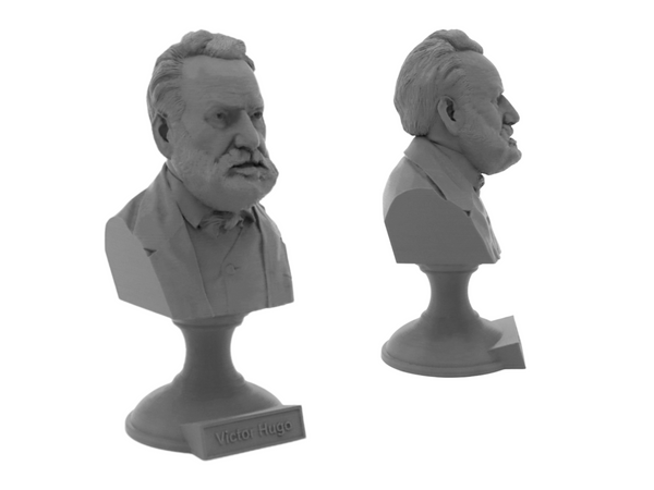 Victor Hugo Famous French Novelist Sculpture Bust on Pedestal