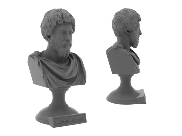 Marcus Aurelius Roman Emperor and Philosopher Sculpture Bust on Pedestal