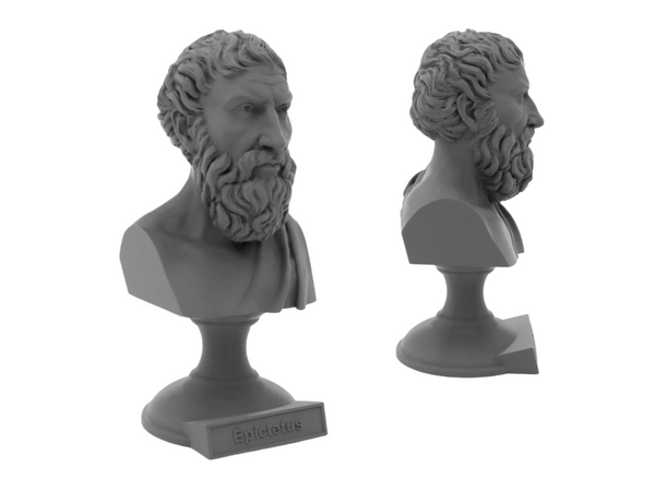 Epictetus Greek Stoic Philosopher Sculpture Bust on Pedestal