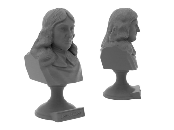 John Milton English Poet Sculpture Bust on Pedestal