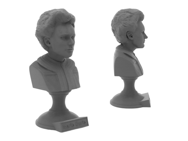 Marie Curie Polish Chemist, Nobel Prize Winner, and Researcher of Radioactivity Sculpture Bust on Pedestal