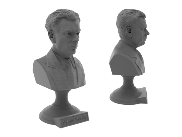Aldous Huxley English Writer and Philosopher Sculpture Bust on Pedestal