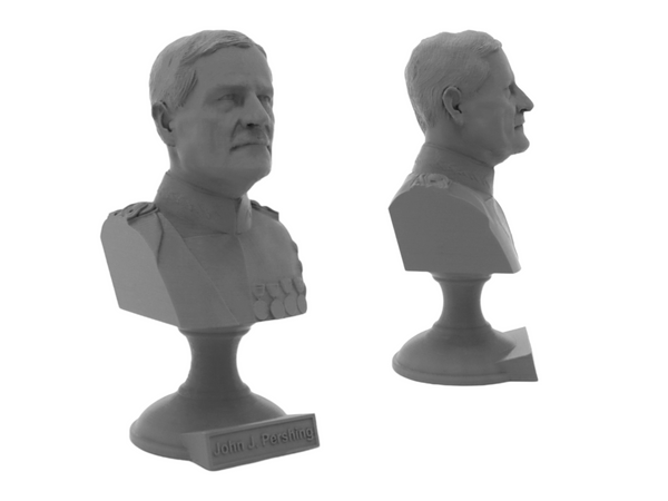John Pershing Legendary US Army General and General of the Armies Sculpture Bust on Pedestal