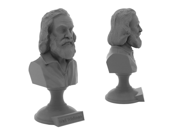 Walt Whitman American Poet Sculpture Bust on Pedestal