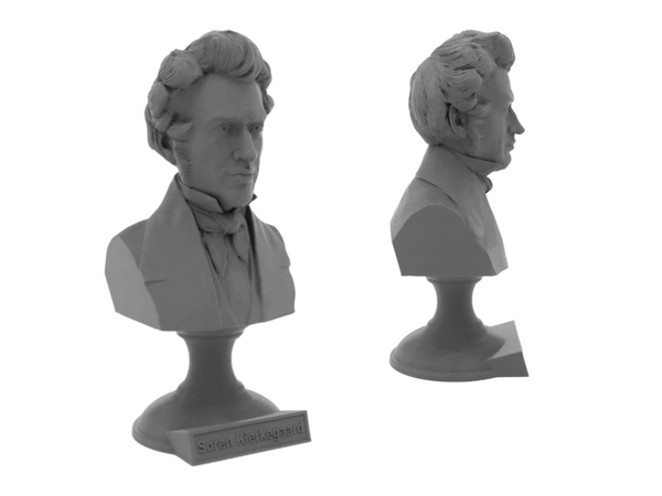 Soren Kierkegaard Danish Existentialist Philosopher Sculpture Bust on Pedestal