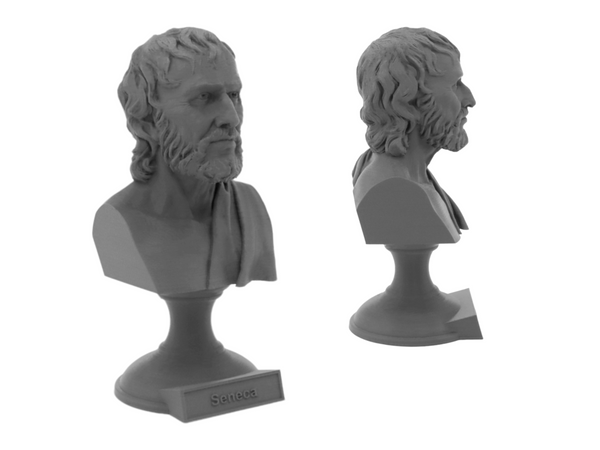 Seneca the Younger Greek Stoic Philosopher Sculpture Bust on Pedestal