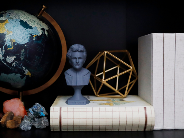 Marie Curie Polish Chemist, Nobel Prize Winner, and Researcher of Radioactivity Sculpture Bust on Pedestal