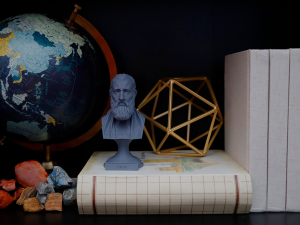 Zeno of Citium Greek Stoic Philosopher Sculpture Bust on Pedestal