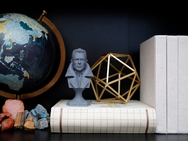 Albert Camus French Philosopher Sculpture Bust on Pedestal