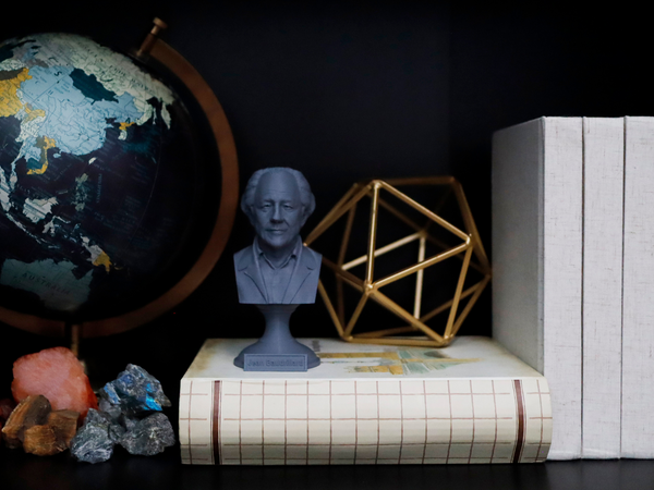 Jean Baudrillard French Sociologist and Philosopher Sculpture Bust on Pedestal