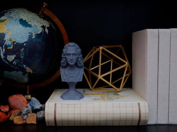 Voltaire French Enlightenment Philosopher Sculpture Bust on Pedestal