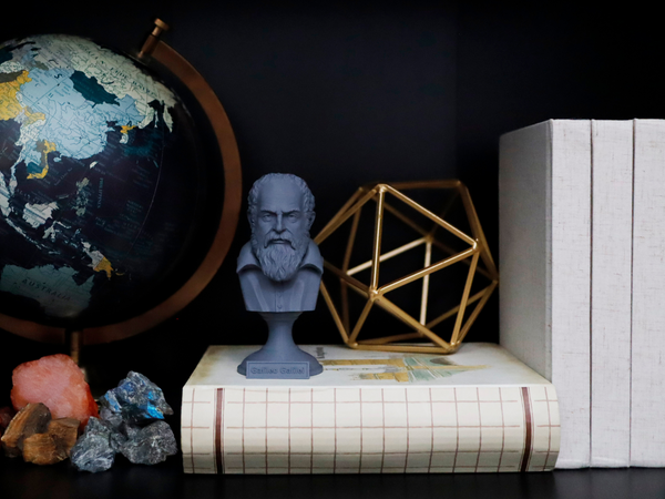 Galileo Galilei Italian Polymath, Astronomer, Physicist, and Engineer Sculpture Bust on Pedestal