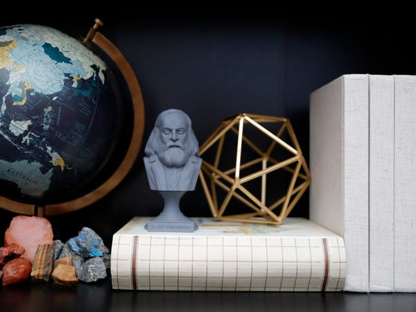 Dmitri Mendeleev Famous Russian Chemist and Inventor Sculpture Bust on Pedestal