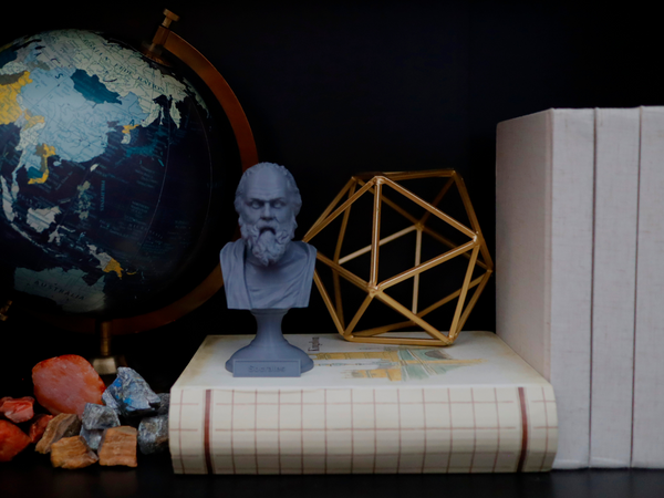 Socrates Greek Philosopher Sculpture Bust on Pedestal