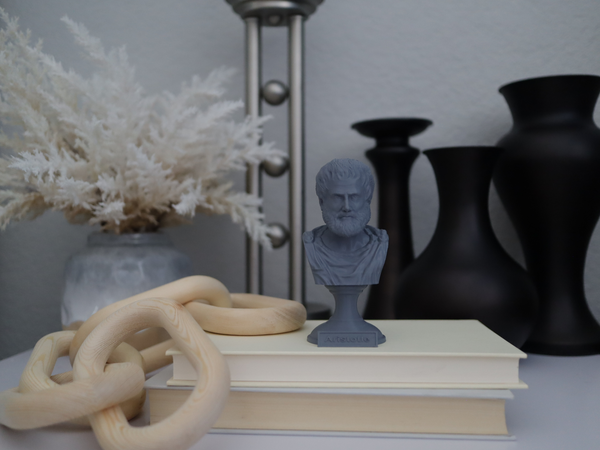 Aristotle Greek Philosopher Sculpture Bust on Pedestal