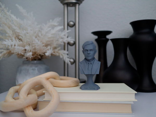 Alan Turing Famous English Mathematician and Computer Scientist Sculpture Bust on Pedestal