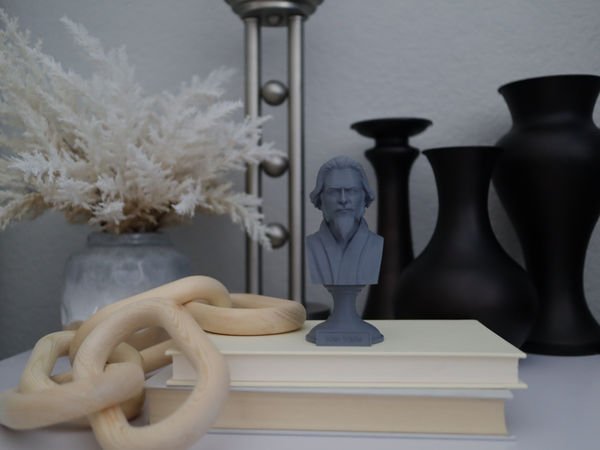Alan Watts British Philosopher Sculpture Bust on Pedestal