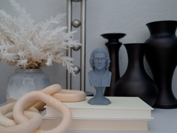 Jean-Jacques Rousseau Enlightenment Philosopher Sculpture Bust on Pedestal