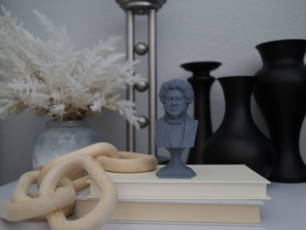 Alexandre Dumas Famous French Writer Sculpture Bust on Pedestal