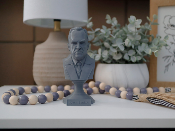 Otto Hahn German Chemist, Nobel Prize Winner, and Researcher of Radioactivity Sculpture Bust on Pedestal