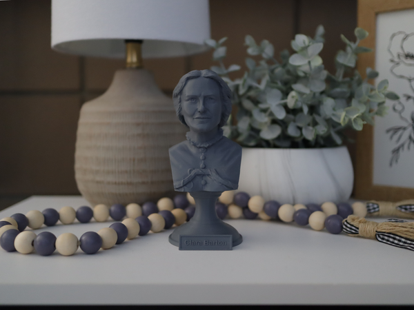 Clara Barton American Nurse Sculpture Bust on Pedestal
