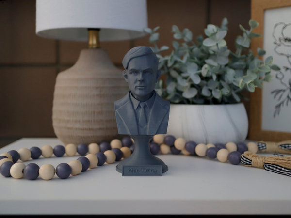 Alan Turing Famous English Mathematician and Computer Scientist Sculpture Bust on Pedestal
