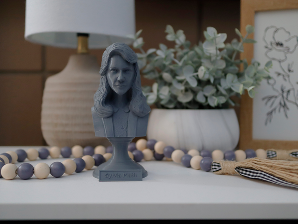 Sylvia Plath American Poet Sculpture Bust on Pedestal