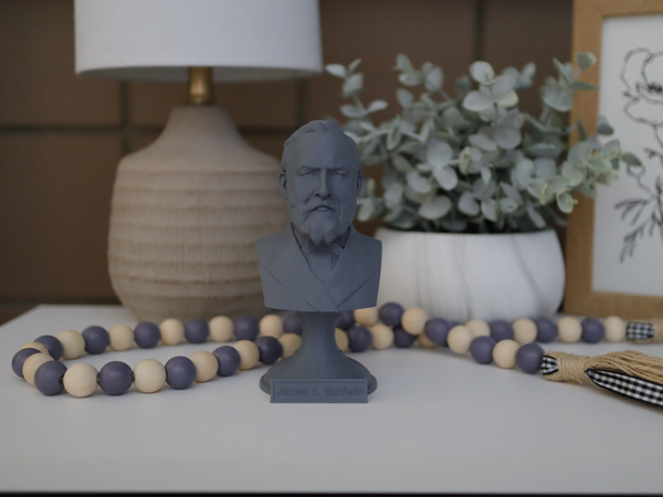 James A. Garfield, 20th US President, Sculpture Bust on Pedestal