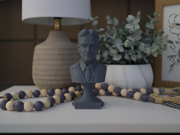 F Scott Fitzgerald American Writer Sculpture Bust on Pedestal