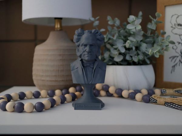 Arthur Schopenhauer German Philosopher Sculpture Bust on Pedestal