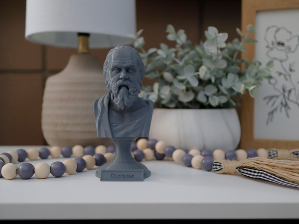 Socrates Greek Philosopher Sculpture Bust on Pedestal