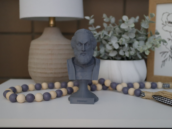 Homer Greek Author of Iliad and the Odyssey  Sculpture Bust on Pedestal