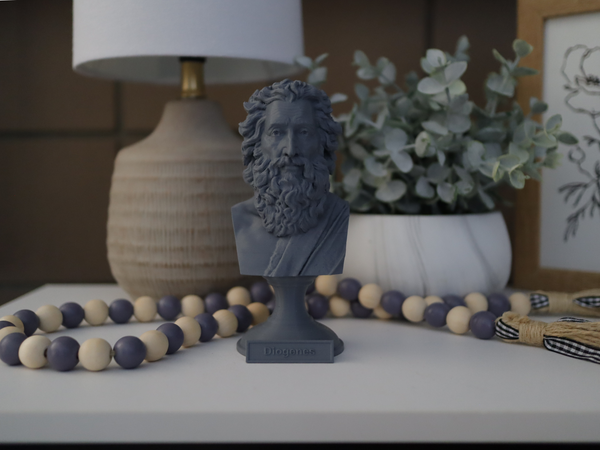 Diogenes the Cynic Greek Philosopher Sculpture Bust on Pedestal
