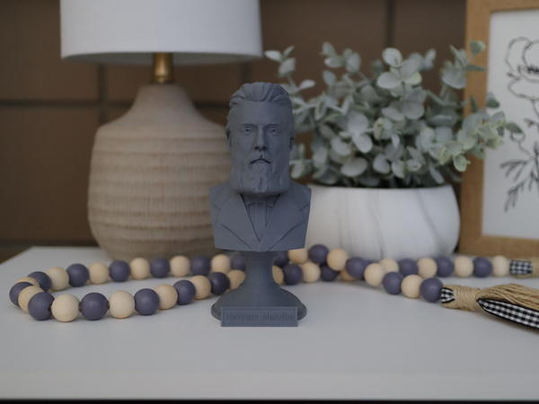Herman Melville American Writer Sculpture Bust on Pedestal
