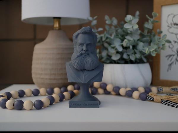 Alexander Graham Bell Famous American Inventor, Scientist, and Engineer Sculpture Bust on Pedestal