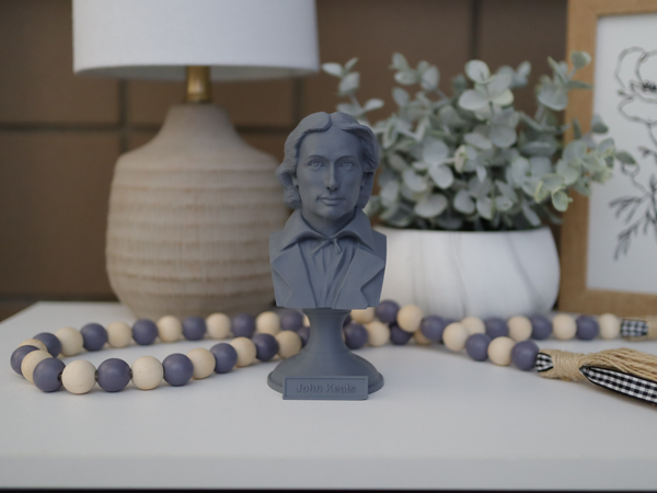 John Keats English Romantic Poet Sculpture Bust on Pedestal