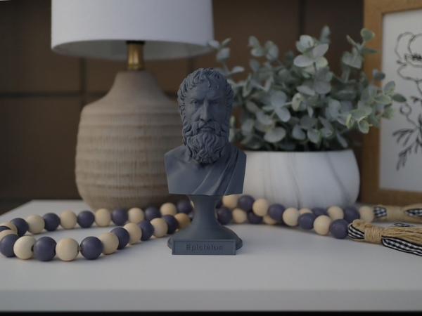 Epictetus Greek Stoic Philosopher Sculpture Bust on Pedestal