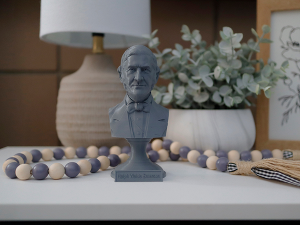 Ralph Waldo Emerson American Essayist, Lecturer, and Philosopher Sculpture Bust on Pedestal