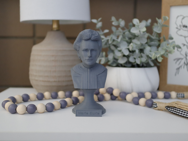 Marie Curie Polish Chemist, Nobel Prize Winner, and Researcher of Radioactivity Sculpture Bust on Pedestal