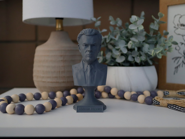 Aldous Huxley English Writer and Philosopher Sculpture Bust on Pedestal