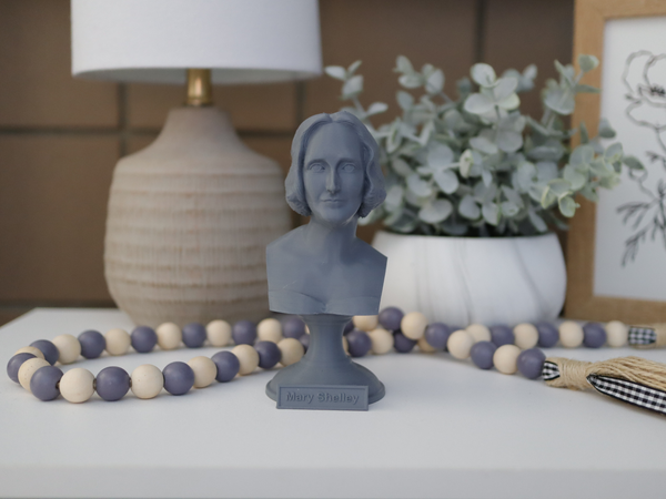 Mary Shelley English Novelist Sculpture Bust on Pedestal