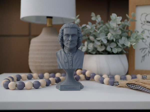 Jean-Jacques Rousseau Enlightenment Philosopher Sculpture Bust on Pedestal
